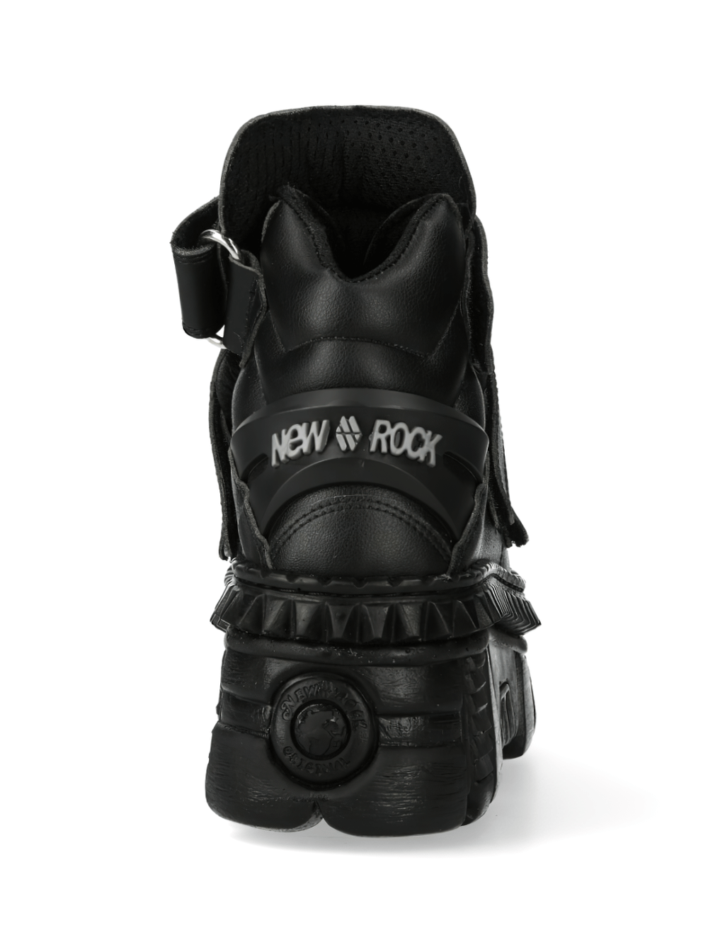 NEW ROCK Men's Bold Black Strap-Detail Ankle Boots for Rock Style