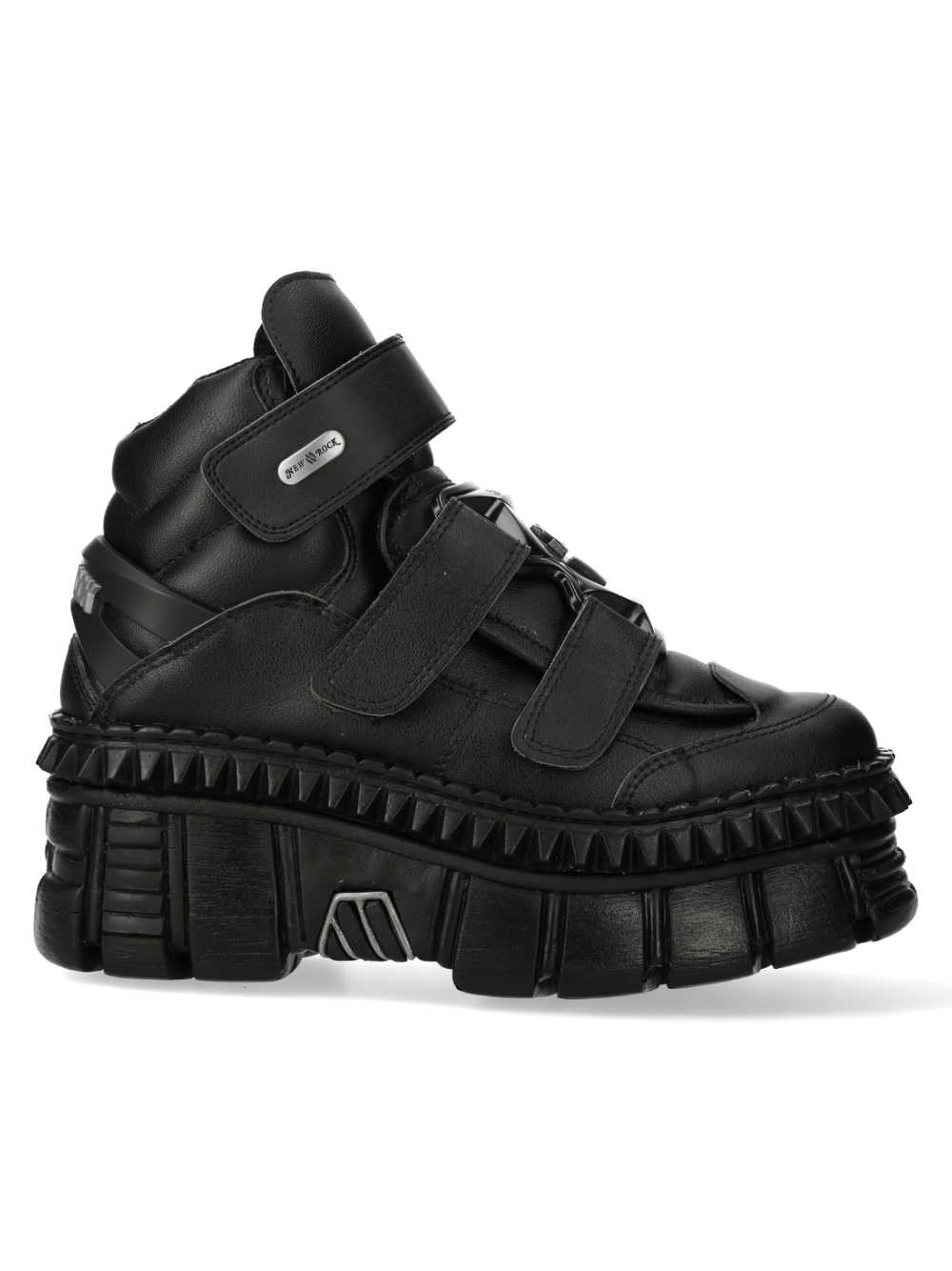 NEW ROCK Men's Bold Black Strap-Detail Ankle Boots for Rock Style