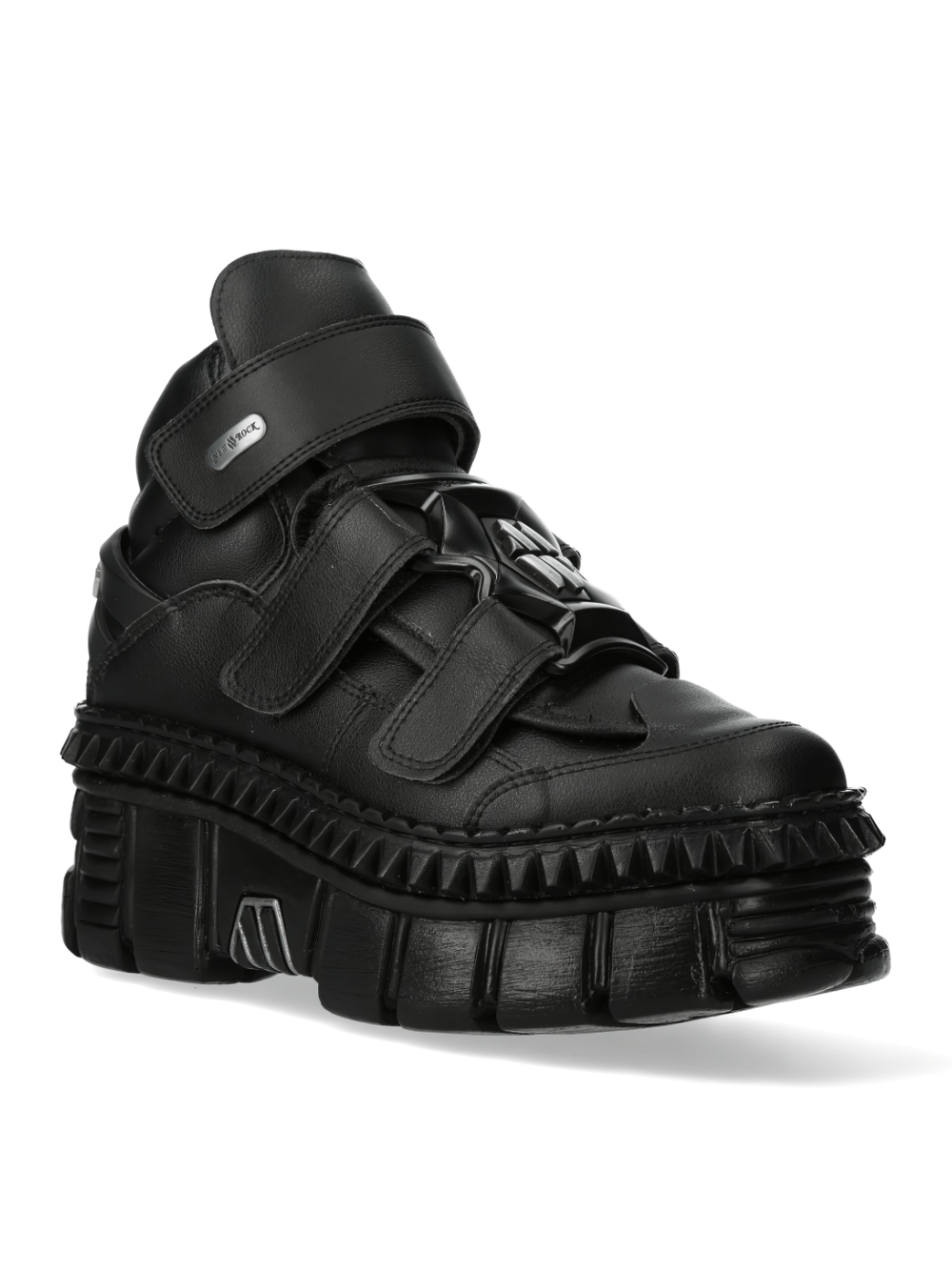 NEW ROCK Men's Bold Black Strap-Detail Ankle Boots for Rock Style