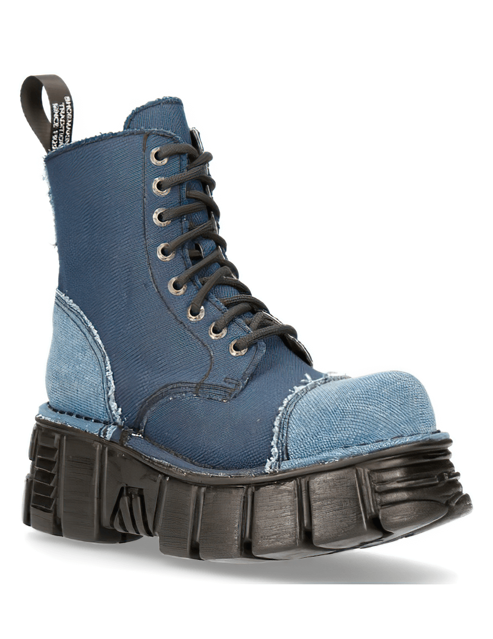 NEW ROCK Men's Bold Gothic Platform Denim Boots with Rock Design