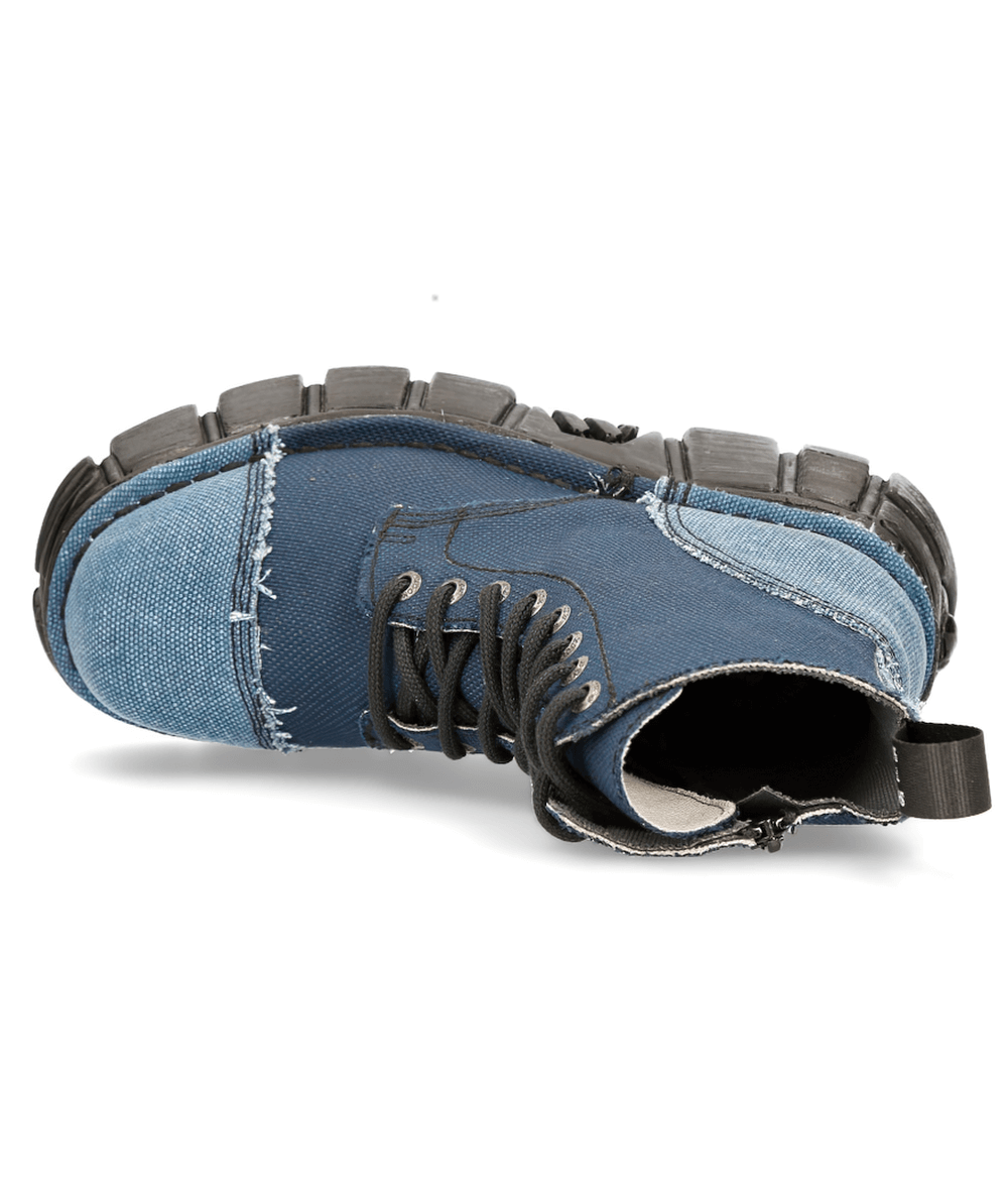 NEW ROCK Men's Bold Gothic Platform Denim Boots with Rock Design