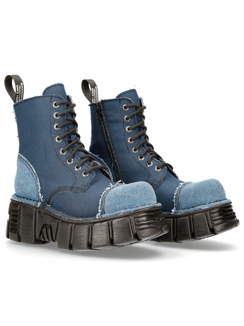 NEW ROCK Men's Bold Gothic Platform Denim Boots with Rock Design