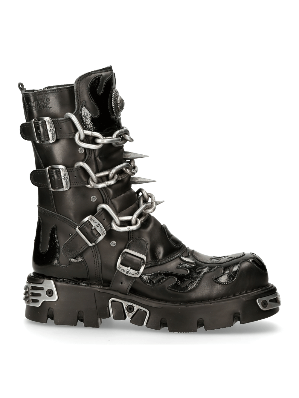 NEW ROCK Men's Chained Gothic Boots with Metal Accents