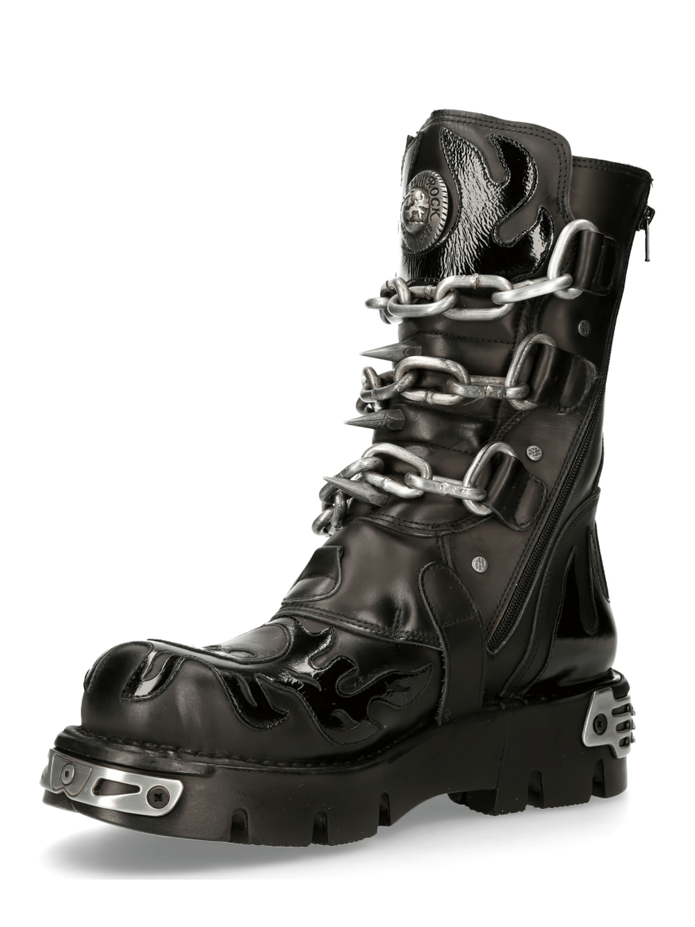 NEW ROCK Men's Chained Gothic Boots with Metal Accents