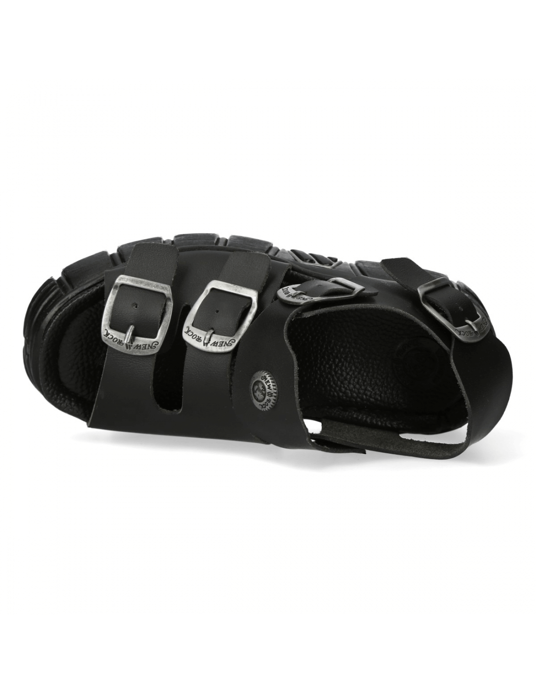 NEW ROCK Men's Chunky Black Buckle Platform Sandals