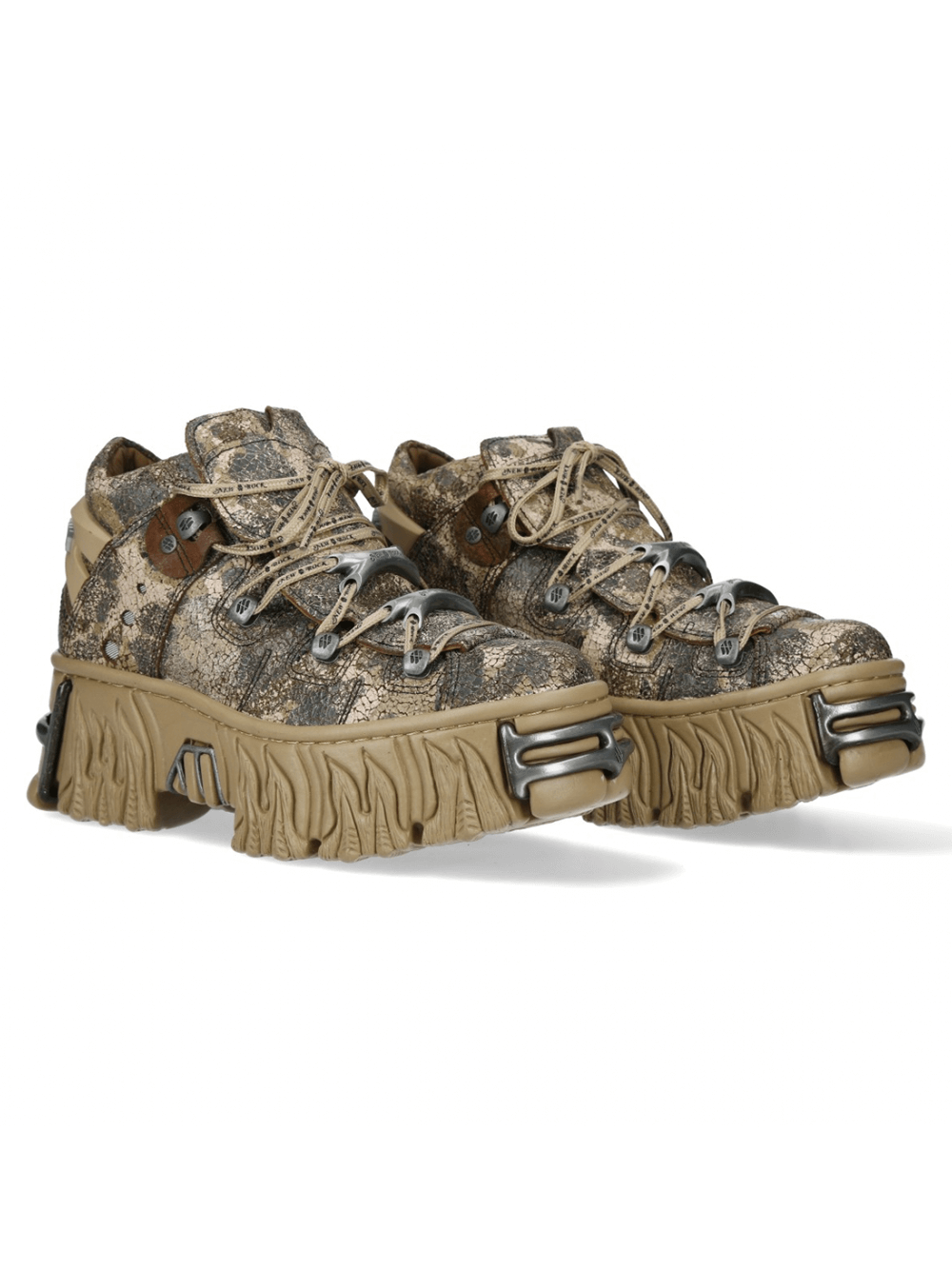 NEW ROCK Men's Chunky Gothic and Urban Ankle Boots With Lace-Up