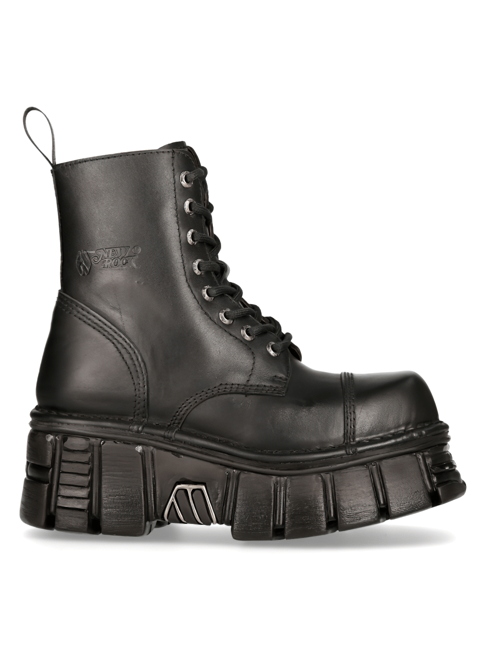 NEW ROCK Men's Durable Black Military Boots with Laces