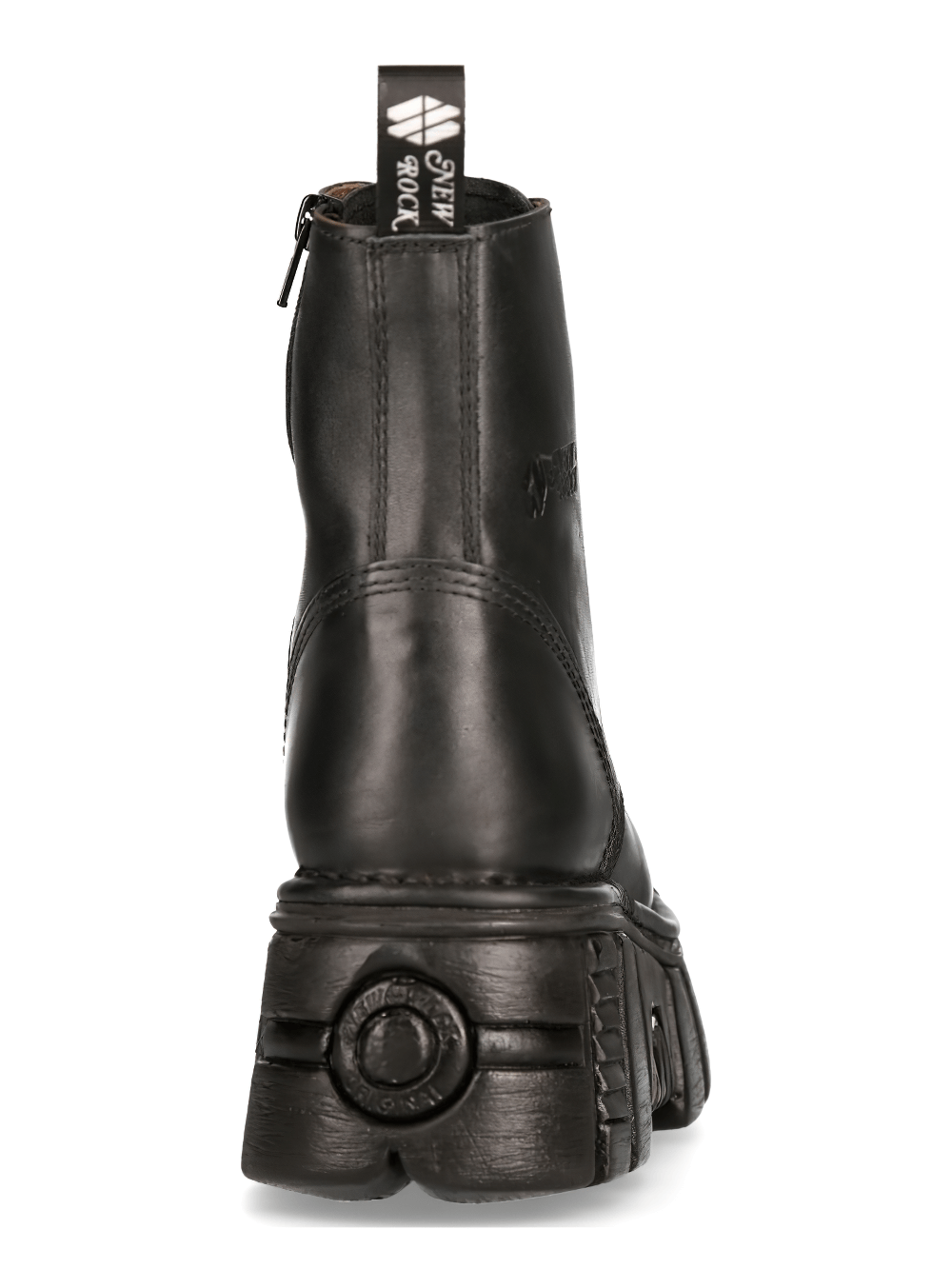 NEW ROCK Men's Durable Black Military Boots with Laces