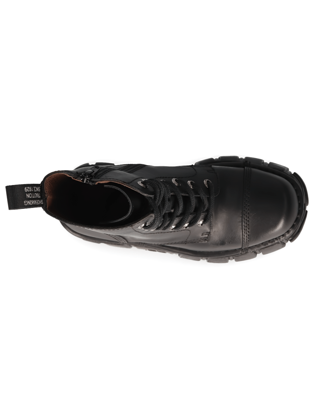 NEW ROCK Men's Durable Black Military Boots with Laces