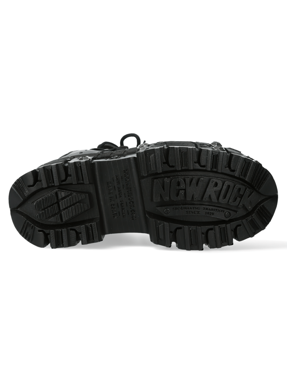 NEW ROCK Men's Edgy Studded Black Chunky Sole Shoes With Lace Up