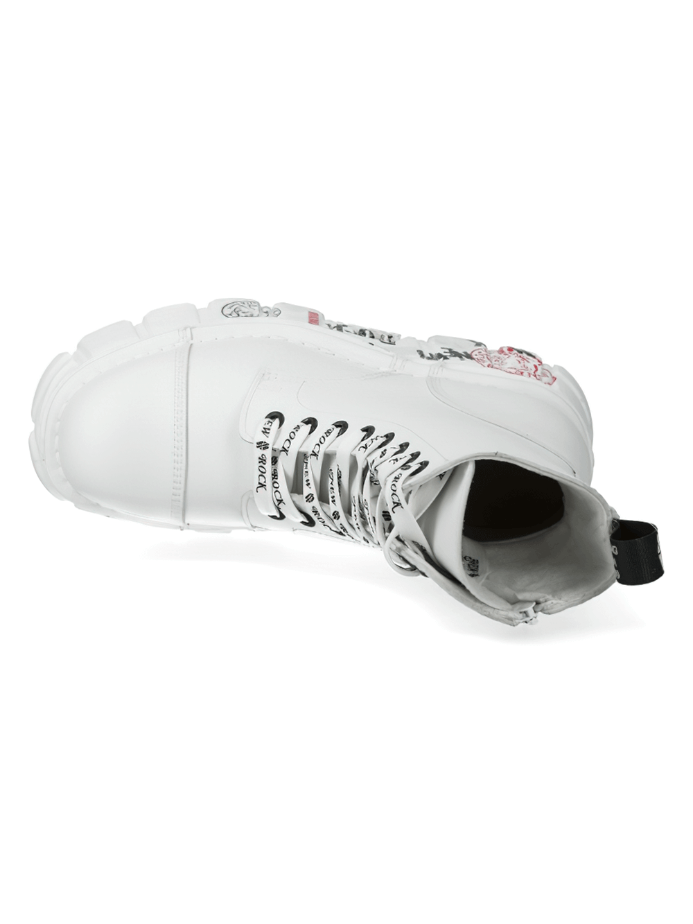 NEW ROCK Men's Edgy White Platform Boots with Punk Badges