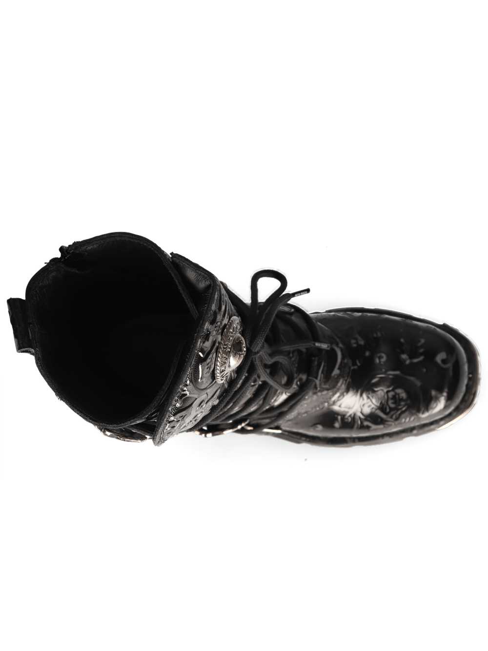 US SALE of NEW ROCK Embossed Black Gothic Boot with Buckle Detail