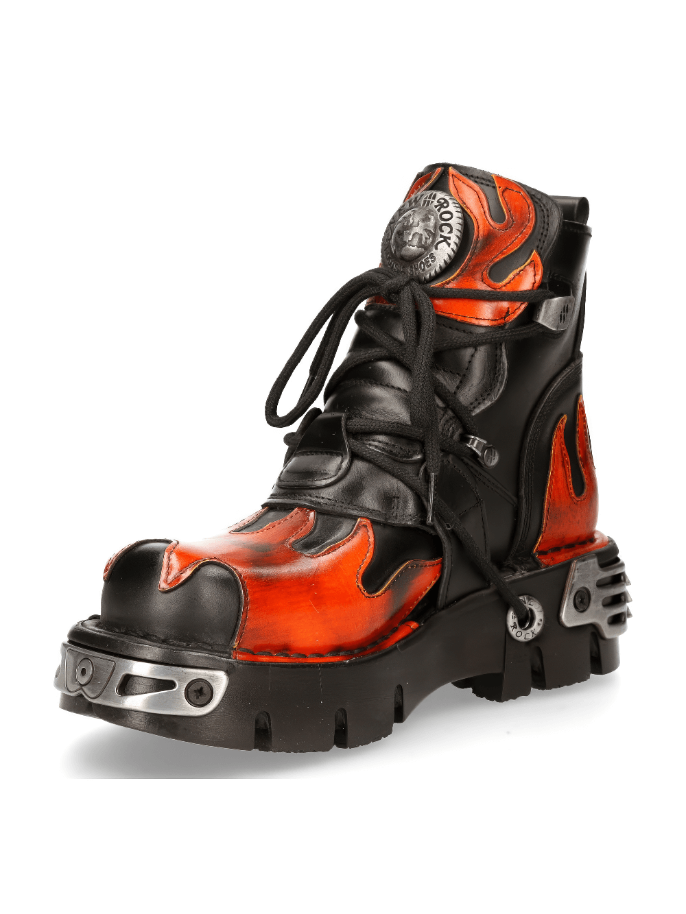 NEW ROCK Men's Fiery Biker Ankle Boots with Metallic Accents