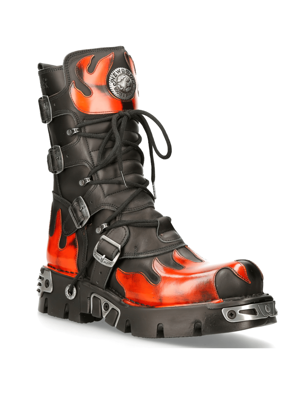 NEW ROCK Flame-Styled Punk Rock Boots Men's Footwear