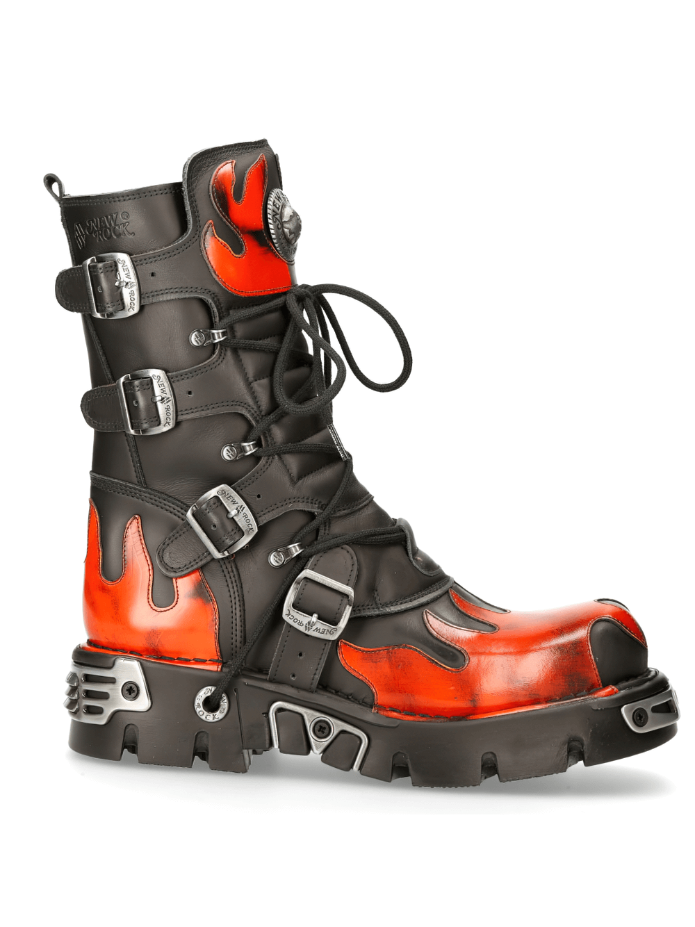 NEW ROCK Flame-Styled Punk Rock Boots Men's Footwear