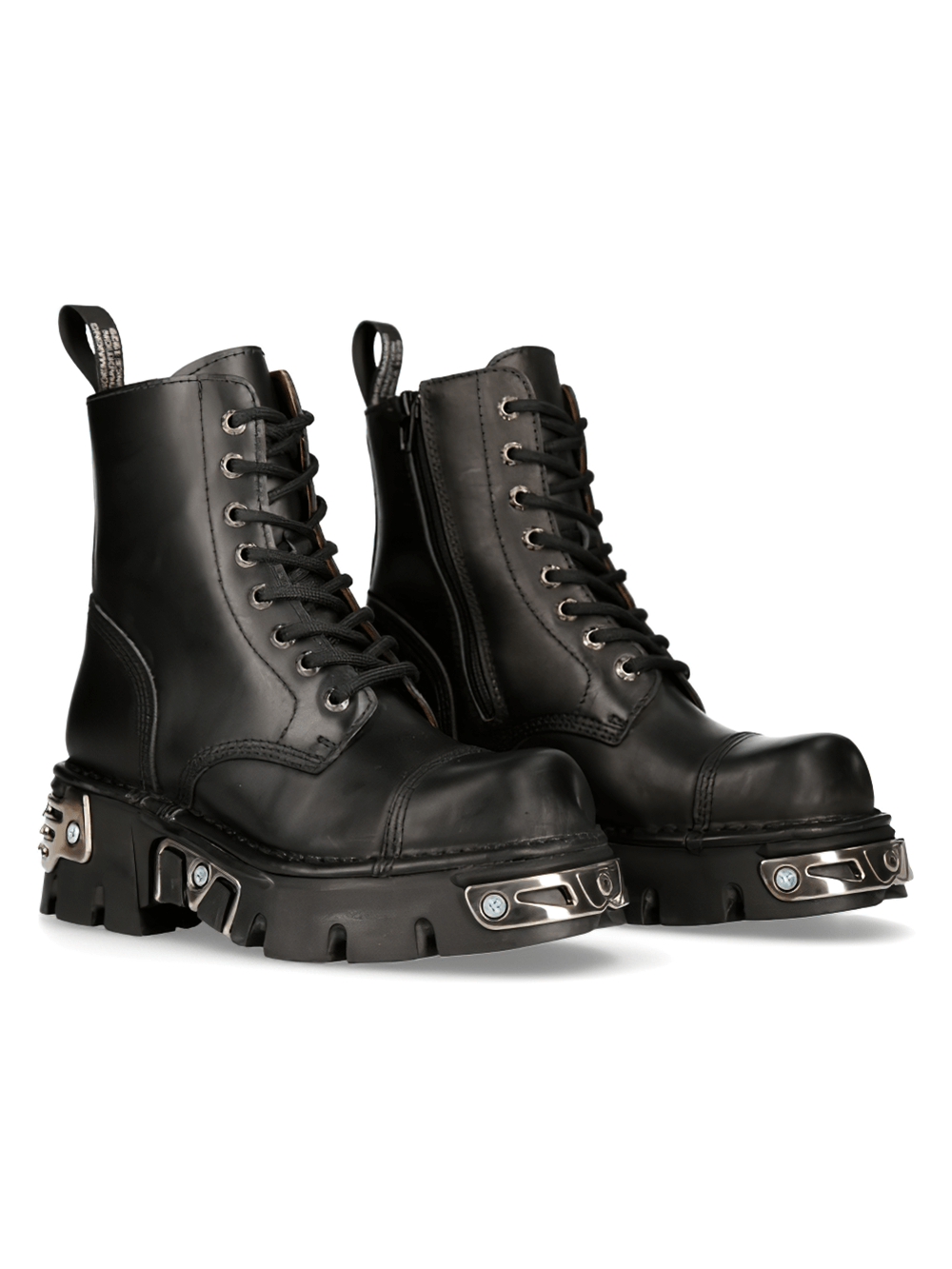 NEW ROCK Men's Genuine Leather Ankle Boots with Metal Details