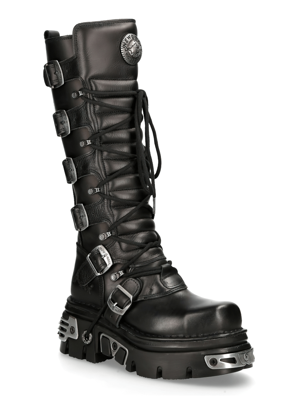 US SALE of NEW ROCK Men's Genuine Leather Knee-High Boots with Laces