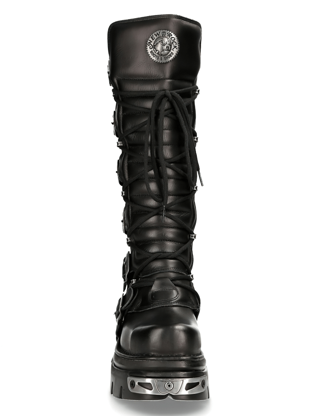 US SALE of NEW ROCK Men's Genuine Leather Knee-High Boots with Laces
