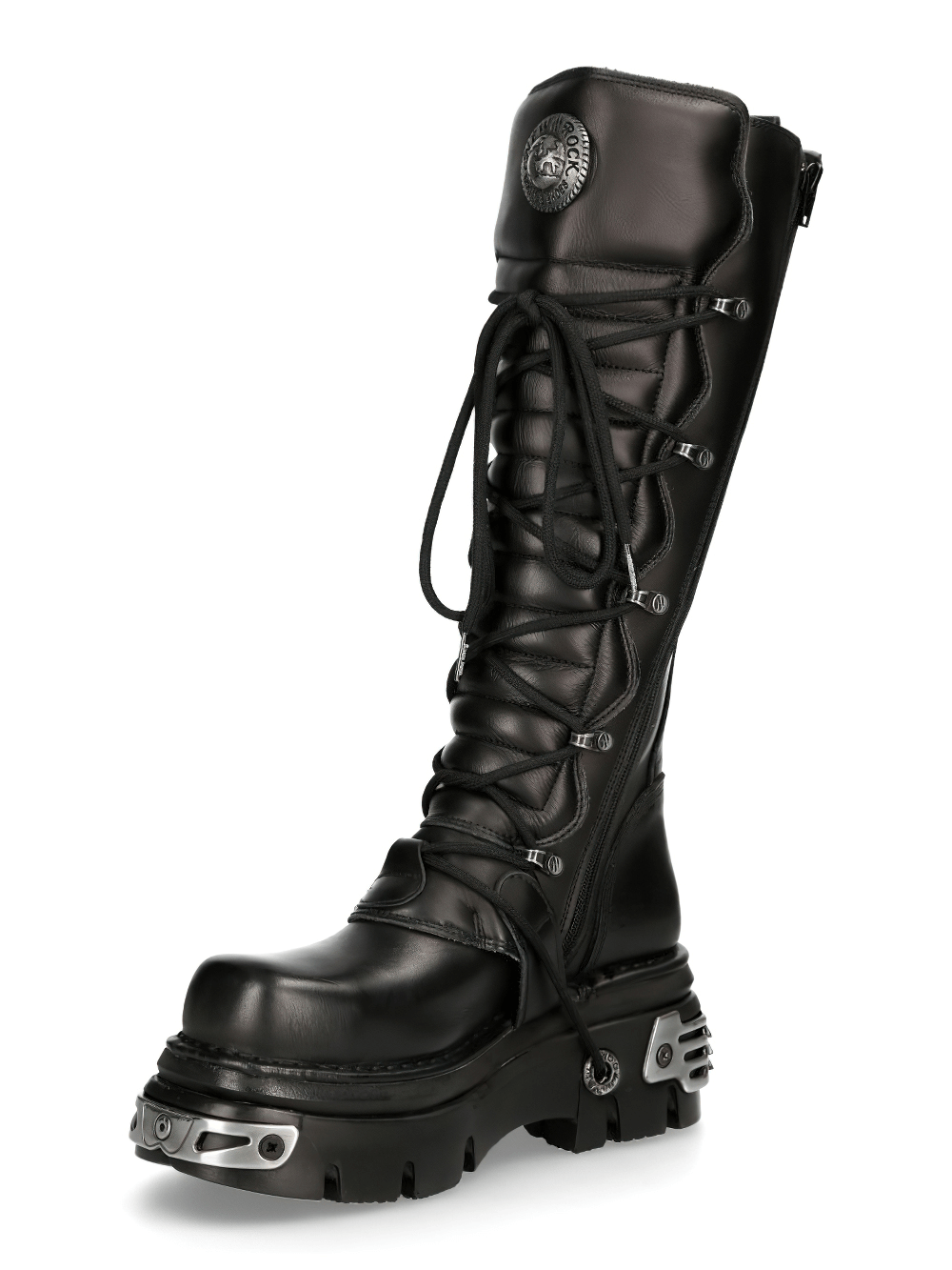 US SALE of NEW ROCK Men's Genuine Leather Knee-High Boots with Laces