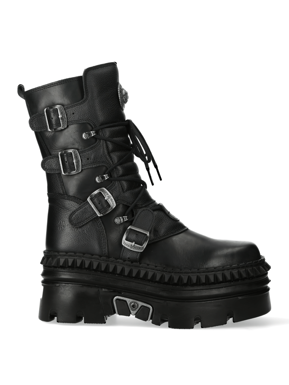 NEW ROCK Men's Gothic Ankle Boots with Buckles and Lace-up Design