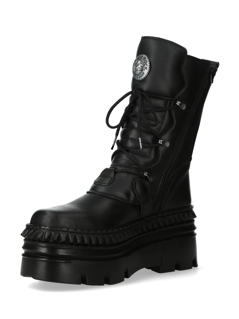 NEW ROCK Men's Gothic Ankle Boots with Buckles and Lace-up Design