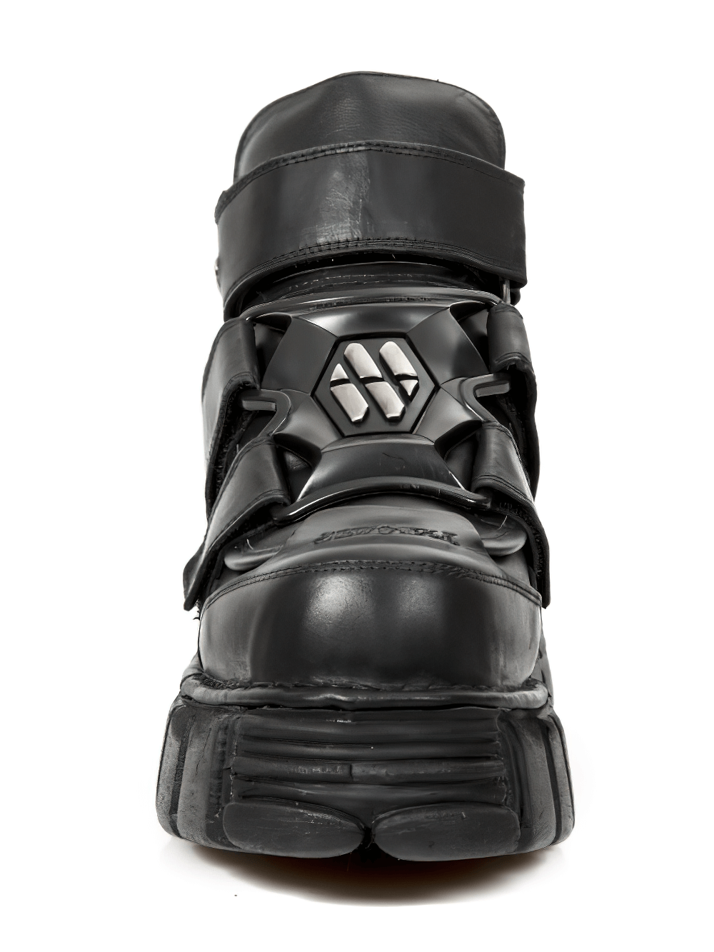 NEW ROCK Men's Gothic Black Ankle Boots with Metallic Accents