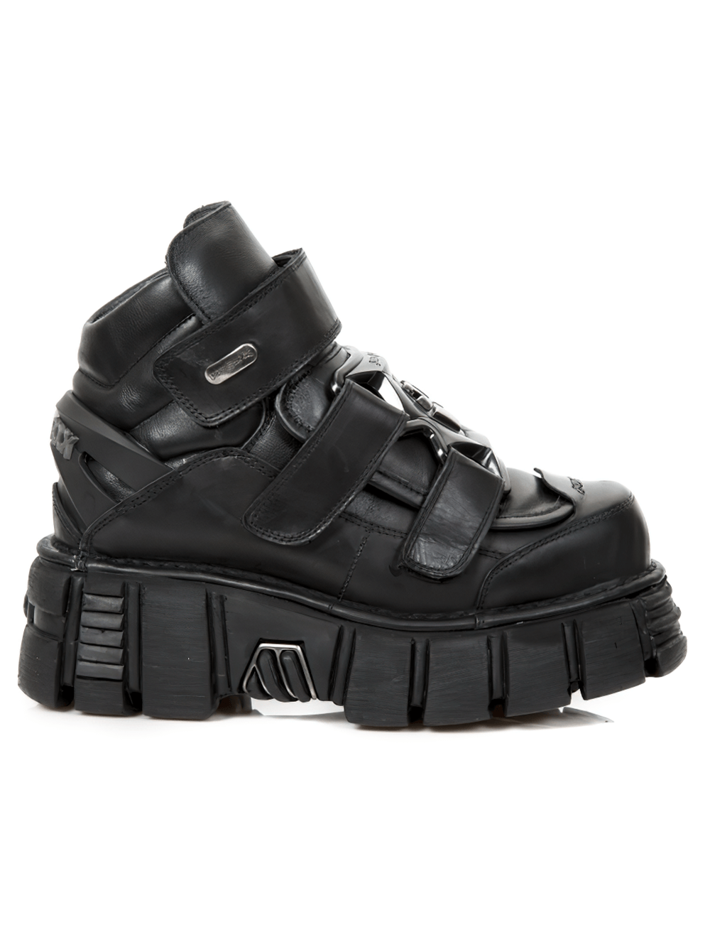 NEW ROCK Men's Gothic Black Ankle Boots with Metallic Accents