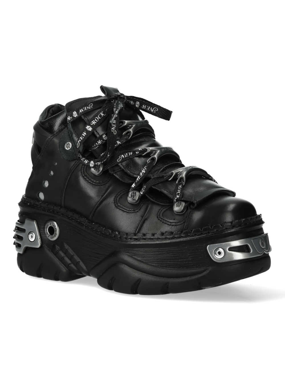 NEW ROCK Men's Gothic Black Genuine Leather Platform Shoes