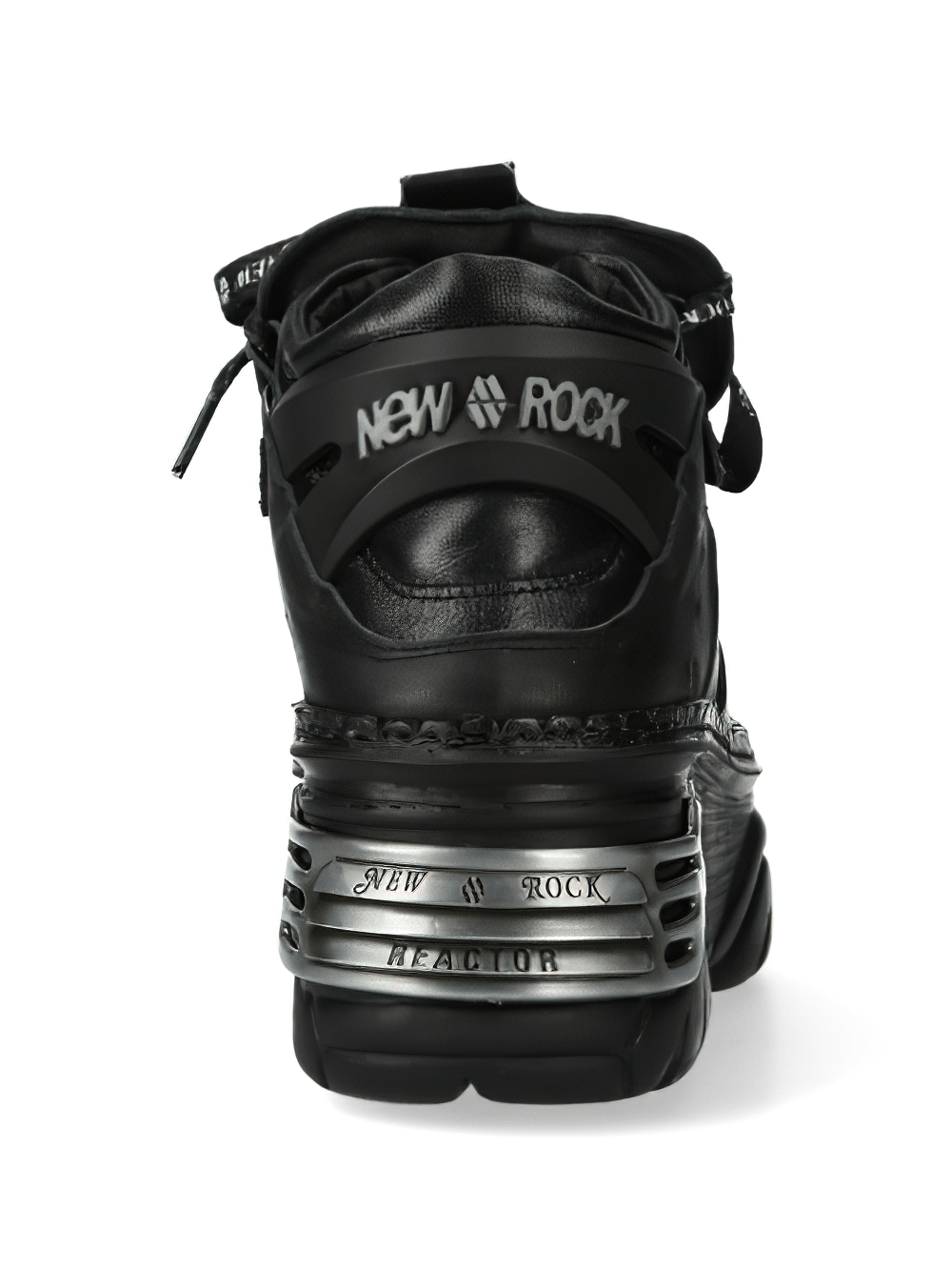 NEW ROCK Men's Gothic Black Genuine Leather Platform Shoes