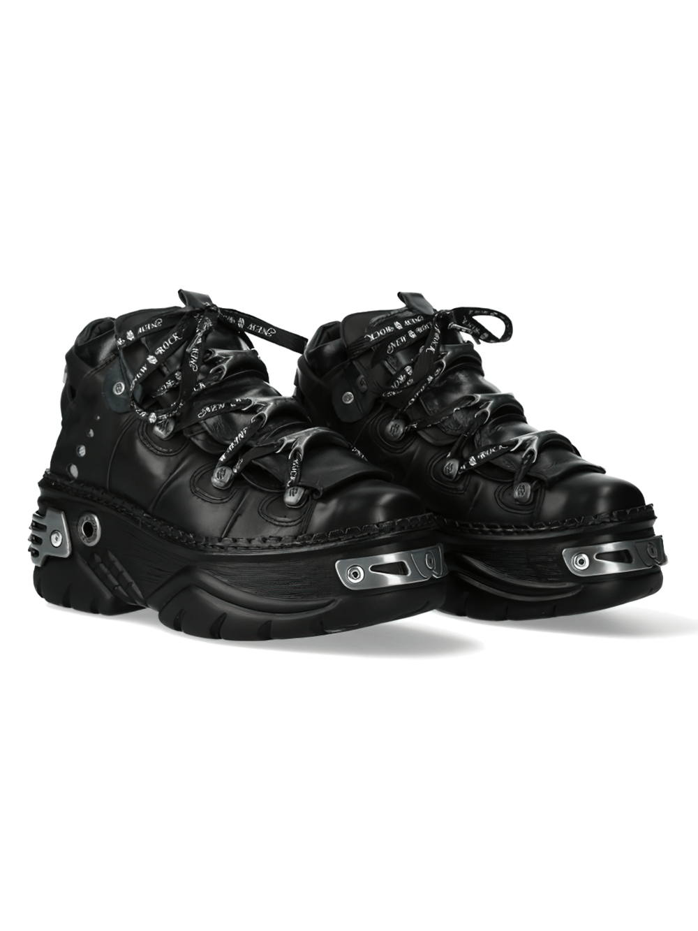 NEW ROCK Men's Gothic Black Genuine Leather Platform Shoes