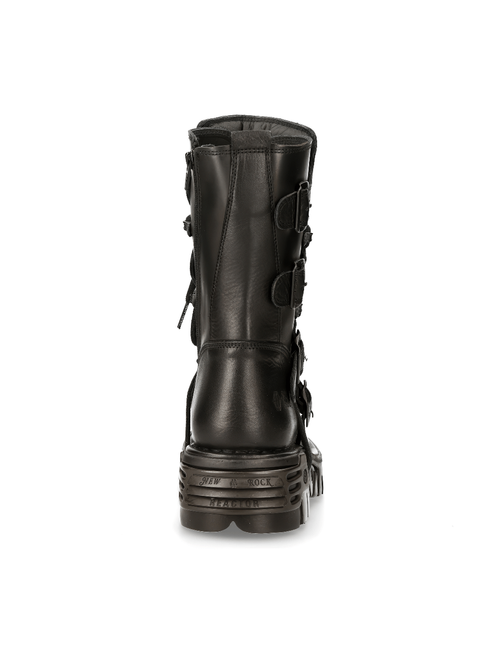 NEW ROCK Men's Gothic Black Leather Boots with Metallic Details