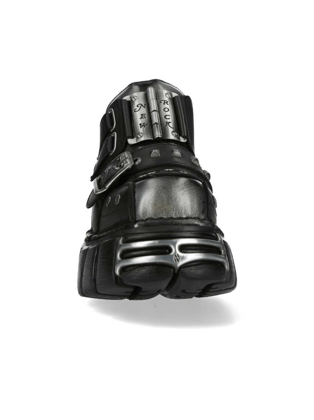 NEW ROCK Men's Gothic Black Platform Shoes with Metallic Accents