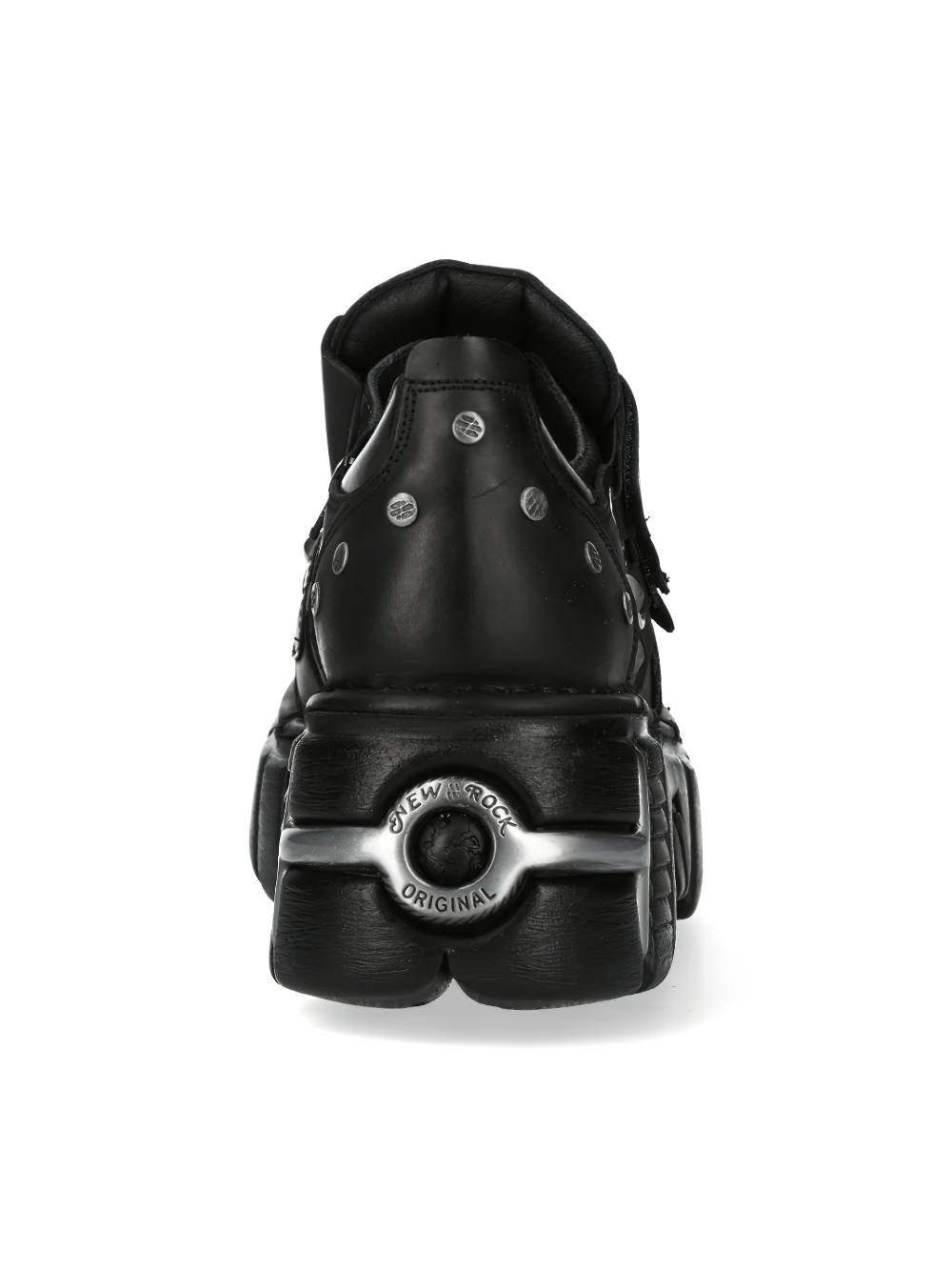 NEW ROCK Men's Gothic Black Platform Shoes with Metallic Accents
