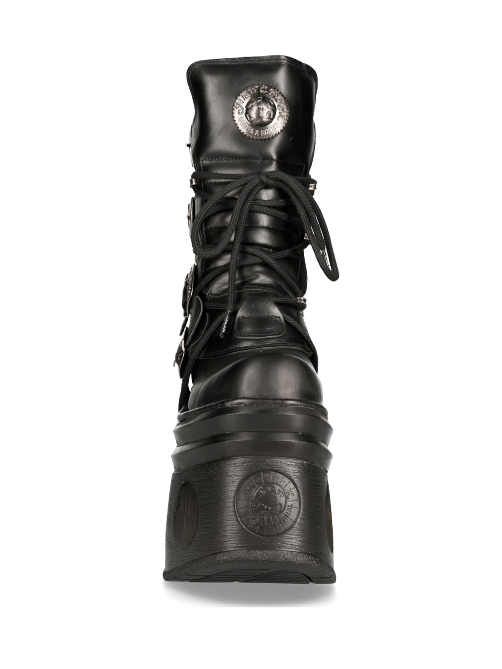 NEW ROCK Men's Gothic Buckled Platform Boots - Cow Leather