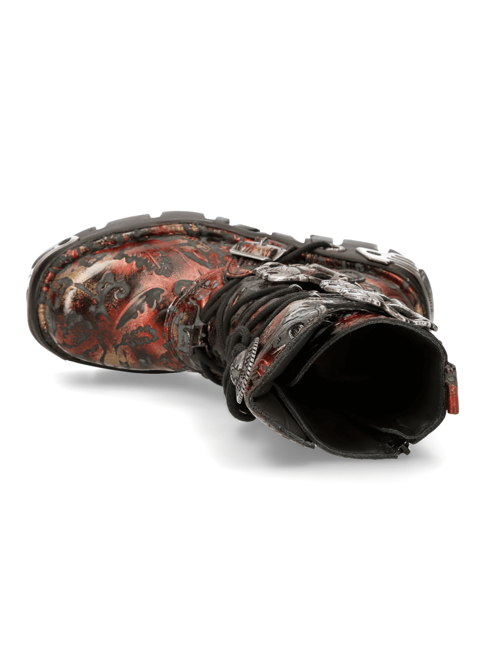 NEW ROCK Men's Gothic Metallic Red Buckle Boots