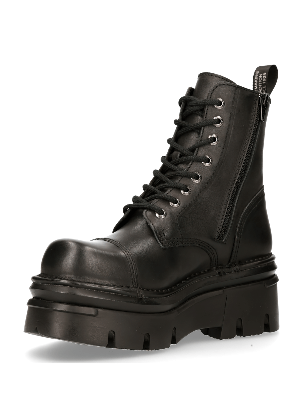 NEW ROCK Men's Gothic Military Black Ankle Boots with Flat Heels