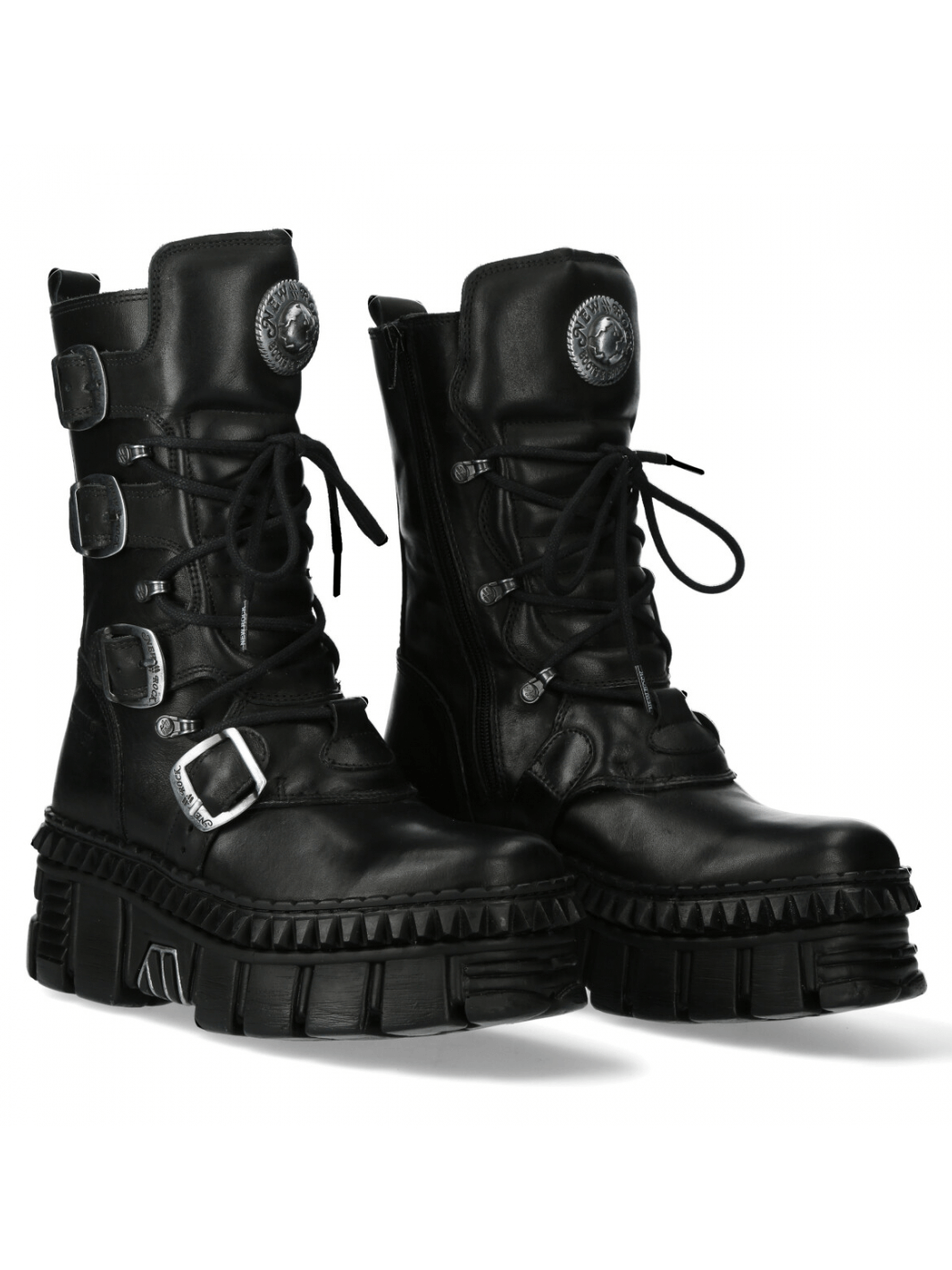NEW ROCK Men's Gothic Military Style Platform Boots with Buckles