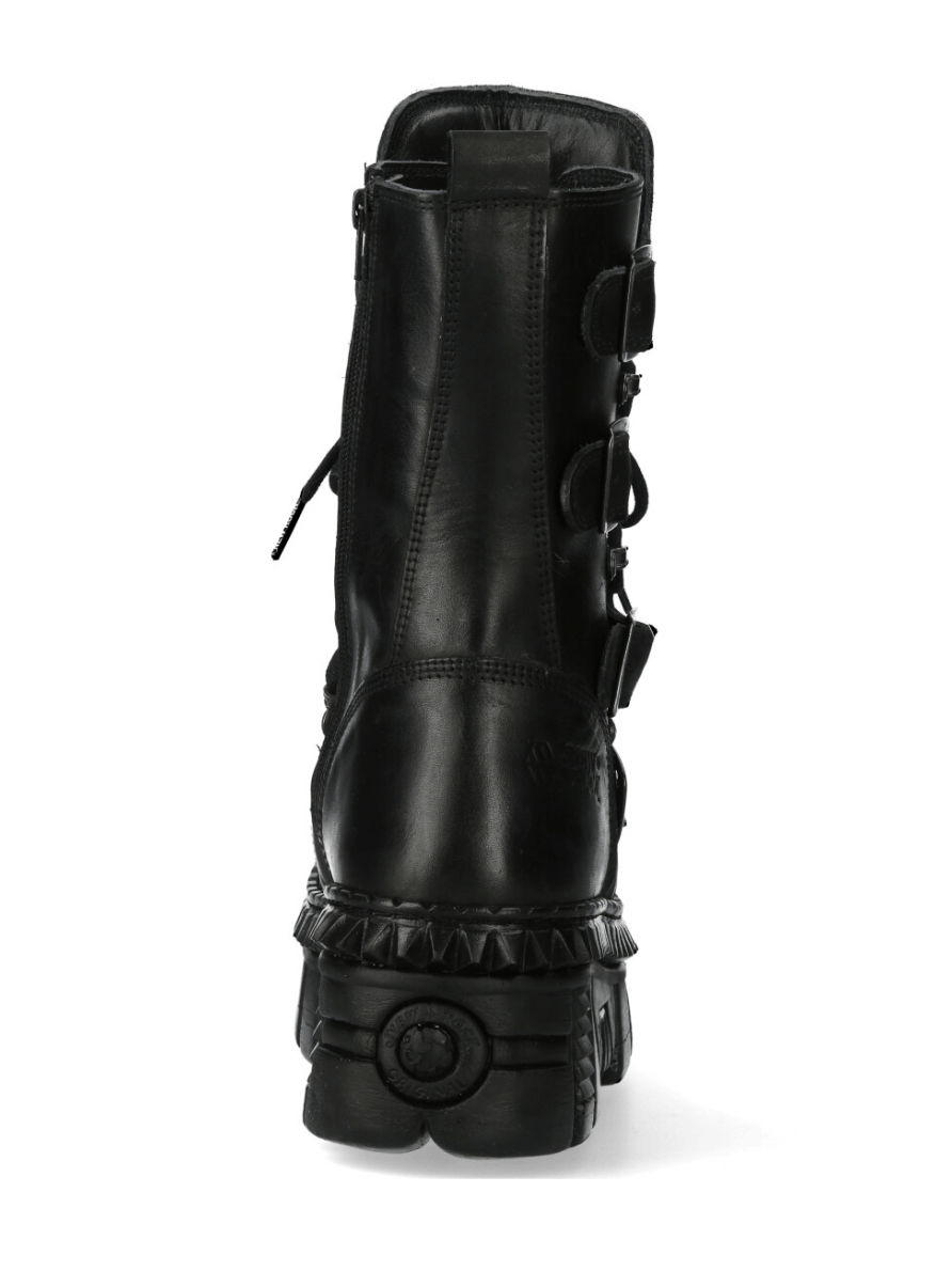 NEW ROCK Men's Gothic Military Style Platform Boots with Buckles