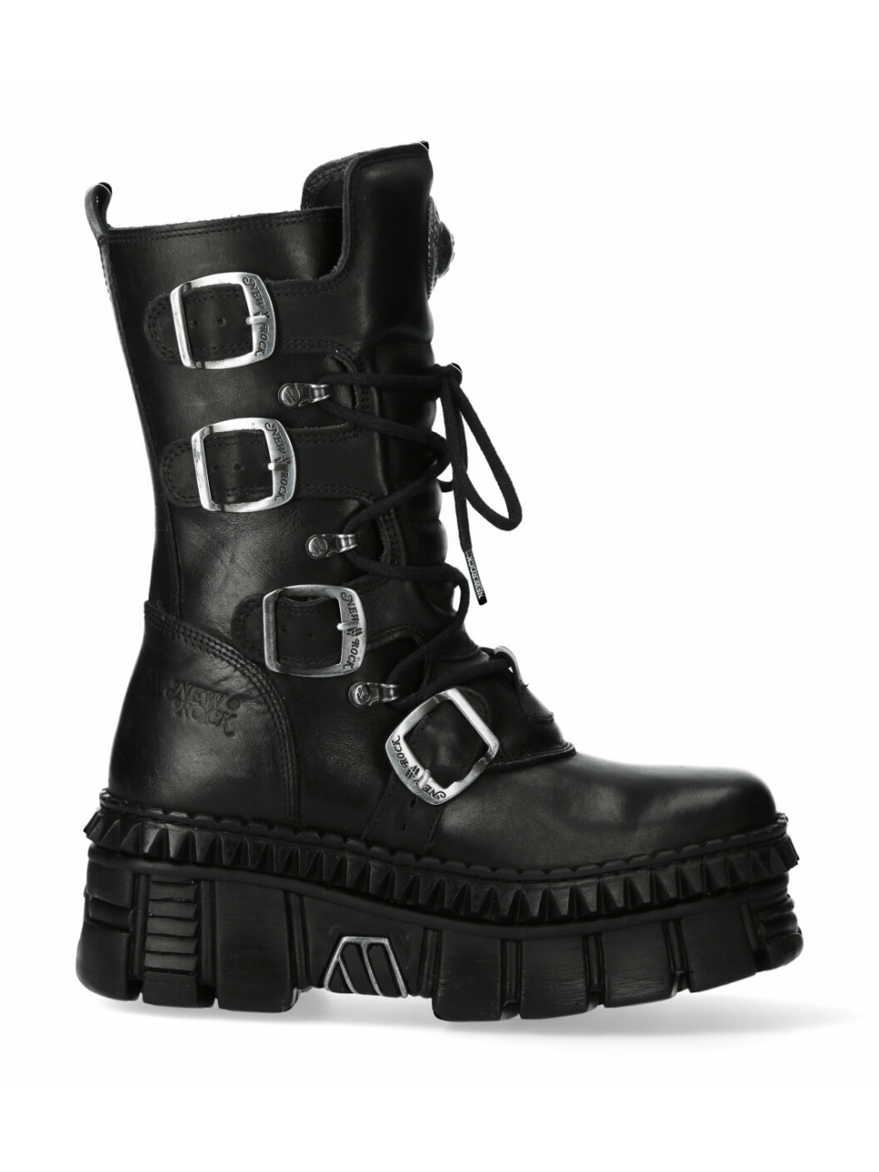 NEW ROCK Men's Gothic Military Style Platform Boots with Buckles