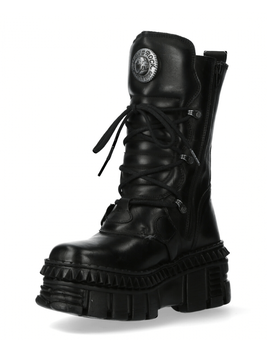 NEW ROCK Men's Gothic Military Style Platform Boots with Buckles