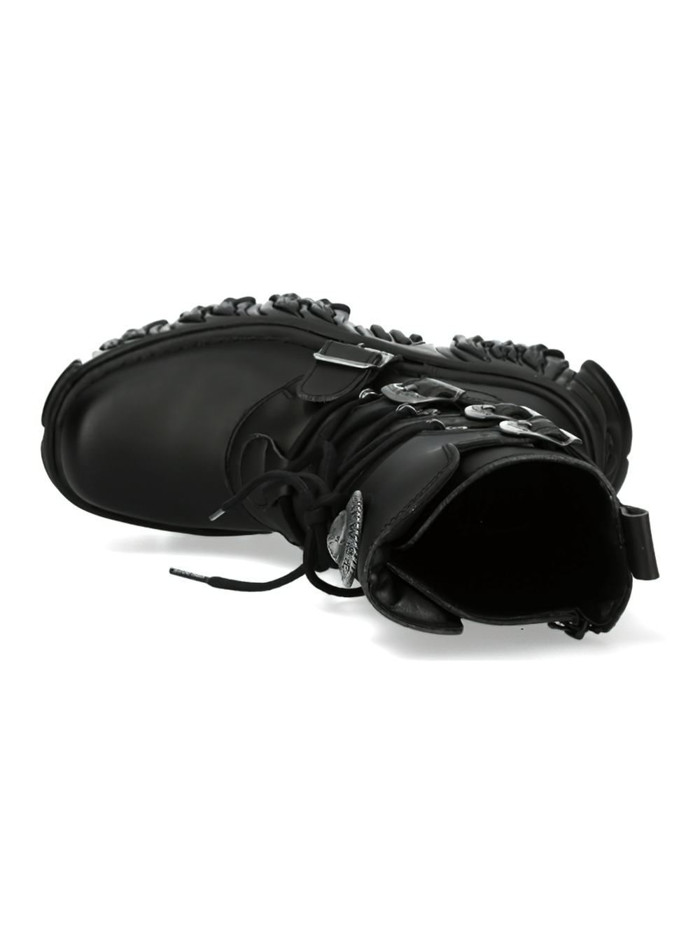 NEW ROCK Men's Gothic Platform Boots with Buckles and Lace-up