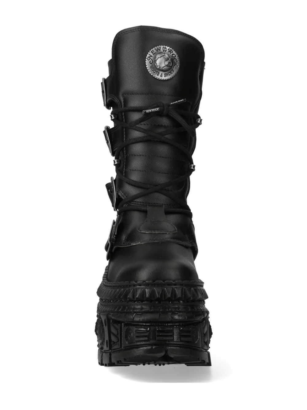 NEW ROCK Men's Gothic Platform Boots with Buckles and Laces