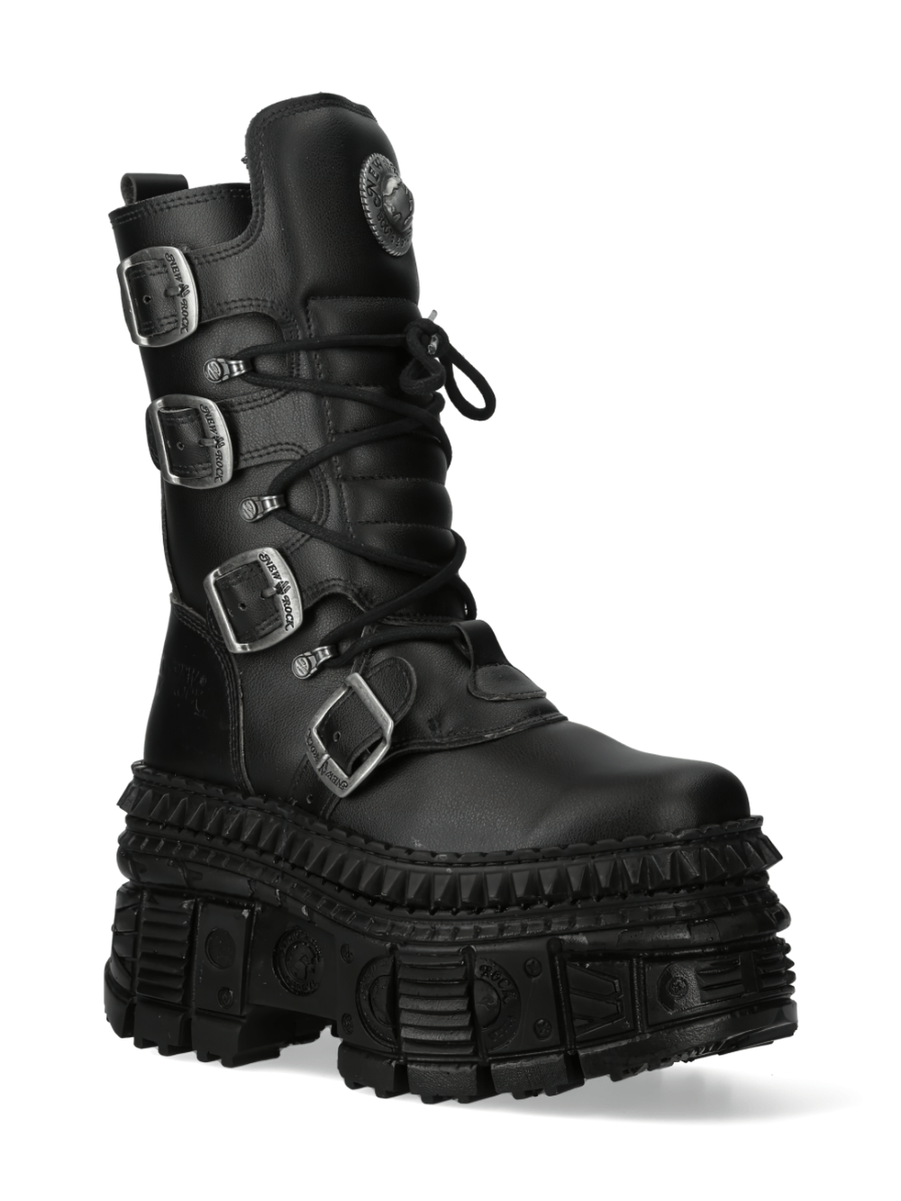 NEW ROCK Men's Gothic Platform Boots with Buckles and Laces
