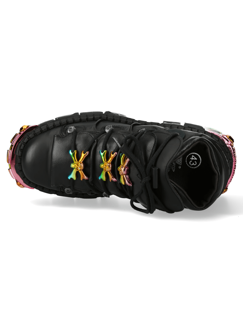 NEW ROCK Men's Gothic Platform Boots with Rainbow Metal Accents