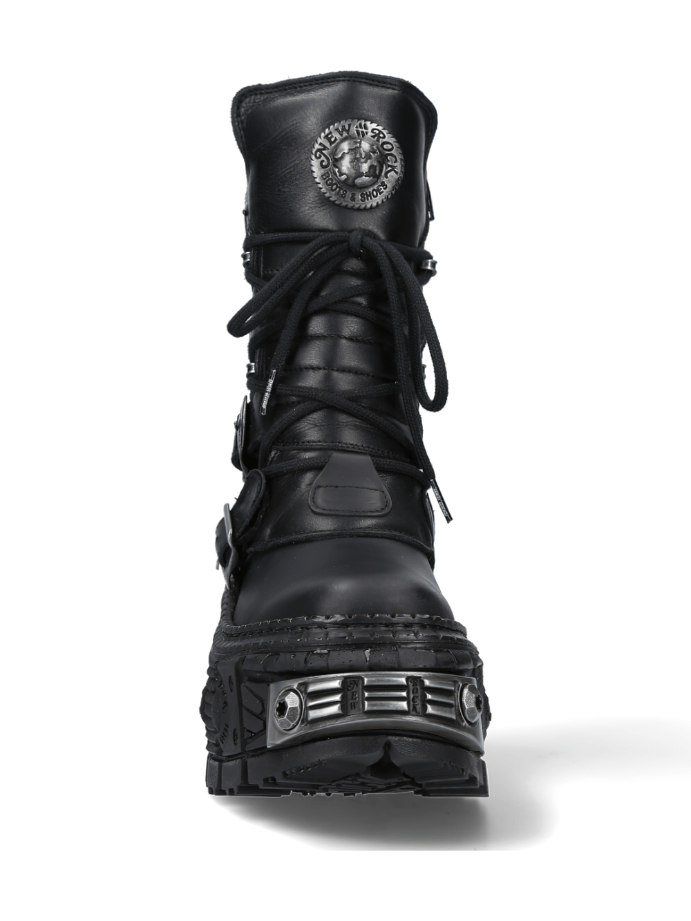 NEW ROCK Men's Gothic Punk Ankle Boots with Metallic Accents