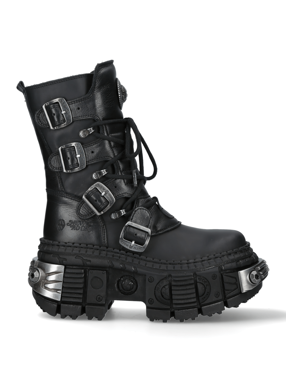 NEW ROCK Men's Gothic Punk Ankle Boots with Metallic Accents