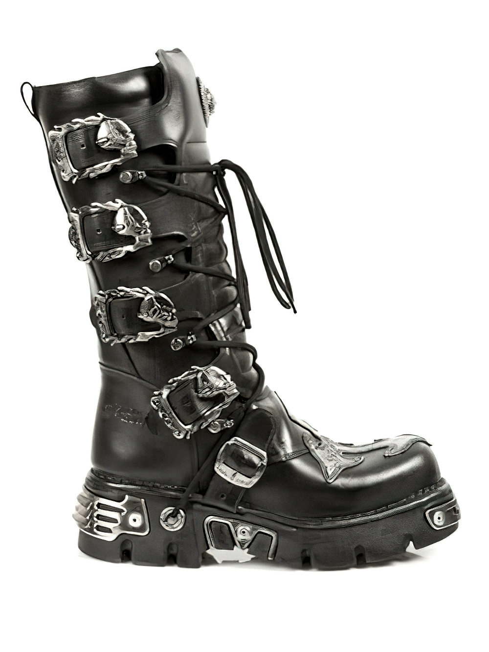 NEW ROCK Men's Gothic Punk High Boots with Buckle and Lace Details