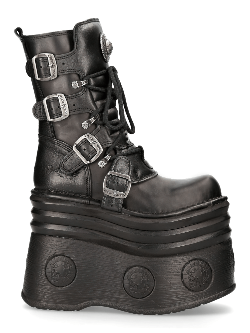 NEW ROCK Men's Gothic Style High-Platform Lace-Up Boots