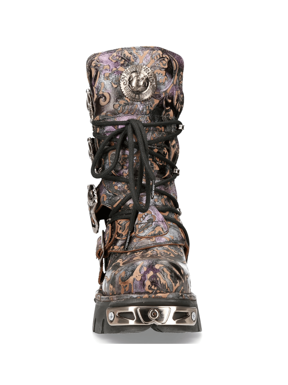 NEW ROCK Men's Gothic Zippered High Boots with Metallic Accents