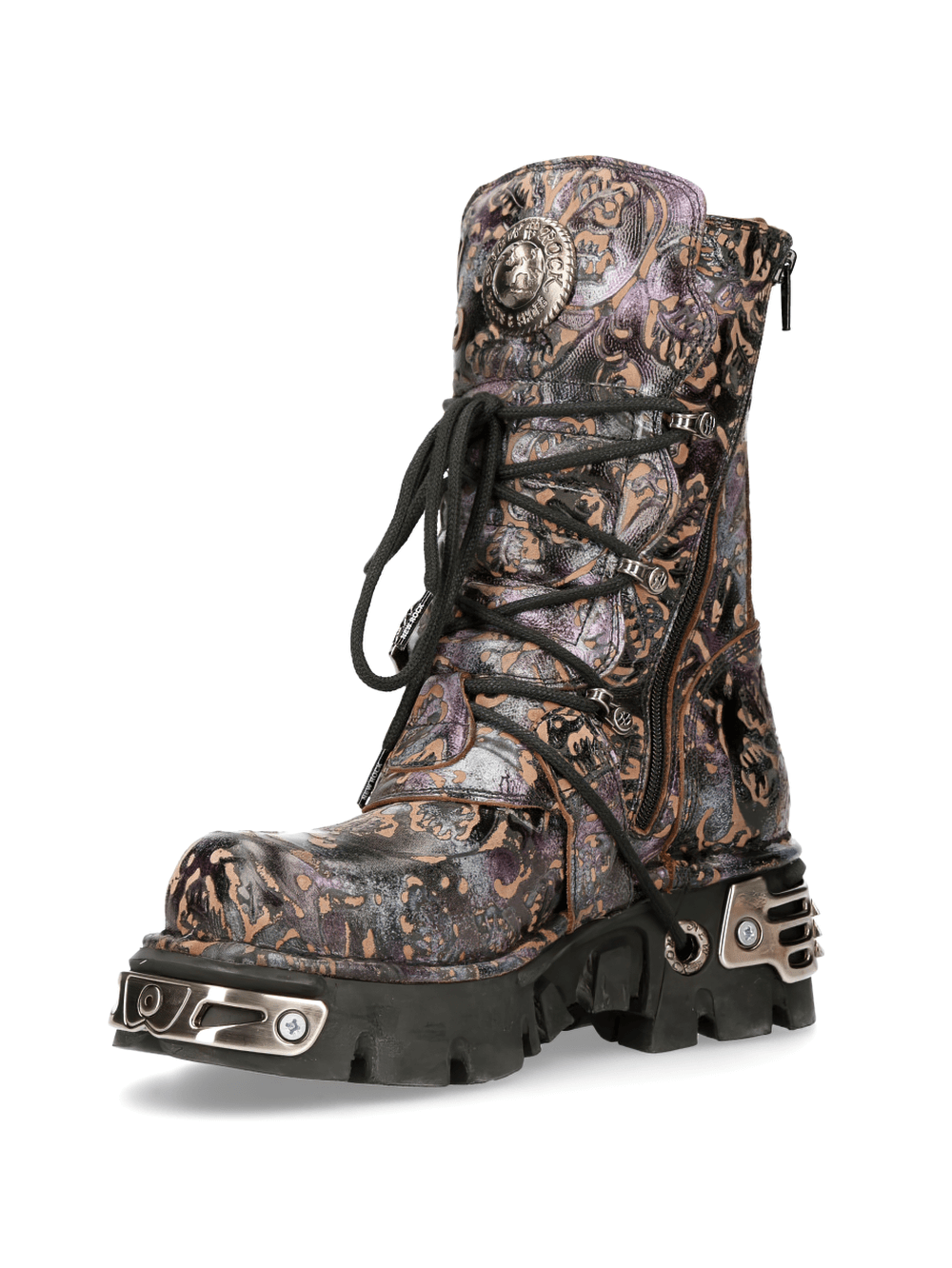 NEW ROCK Men's Gothic Zippered High Boots with Metallic Accents